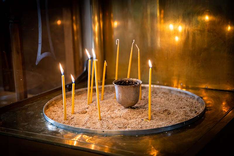 Candles at Panagia's church festival in Karpathos